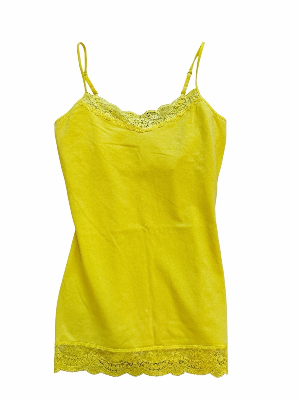 Cami Tank Top Babydoll Lace Trim Yellow + Bra Coquette Y2K Bella Swan Size Small